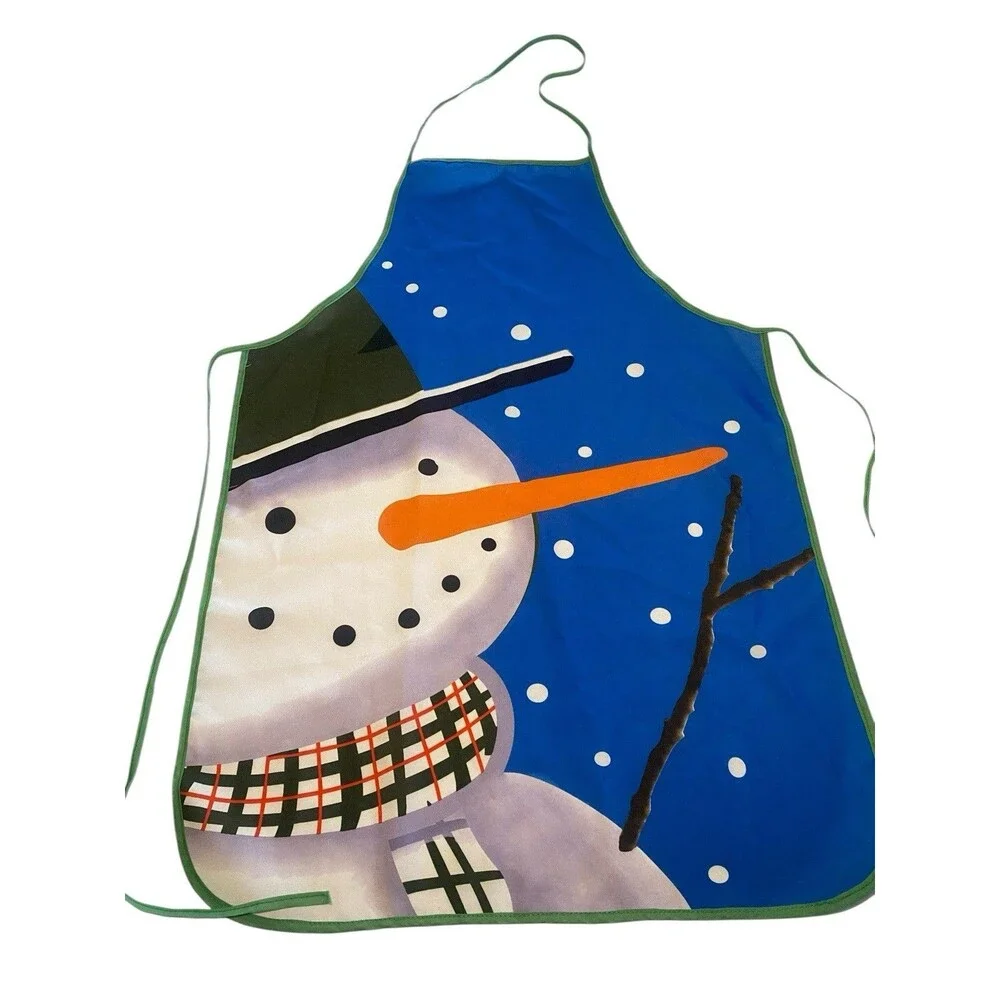 Snowman Apron Holiday Bib Polyester Christmas 29L x 20W